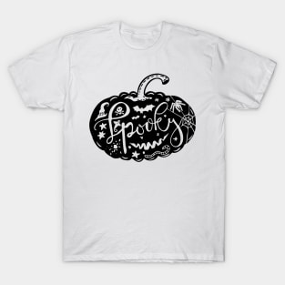 Spooky Pumpkin Handlettered Halloween Tee T-Shirt